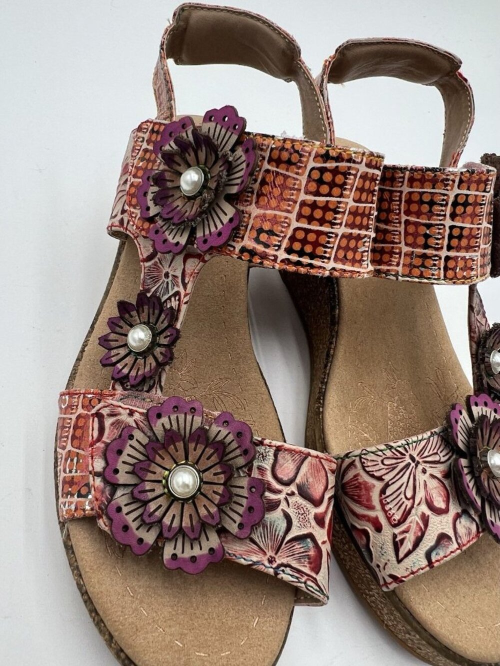L’Artiste Spring Step Floral Platform Sandals Womens EU 38 Boho Leather Comfort - Picture 4 of 11
